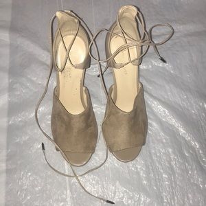 Tan lace up sandal heels